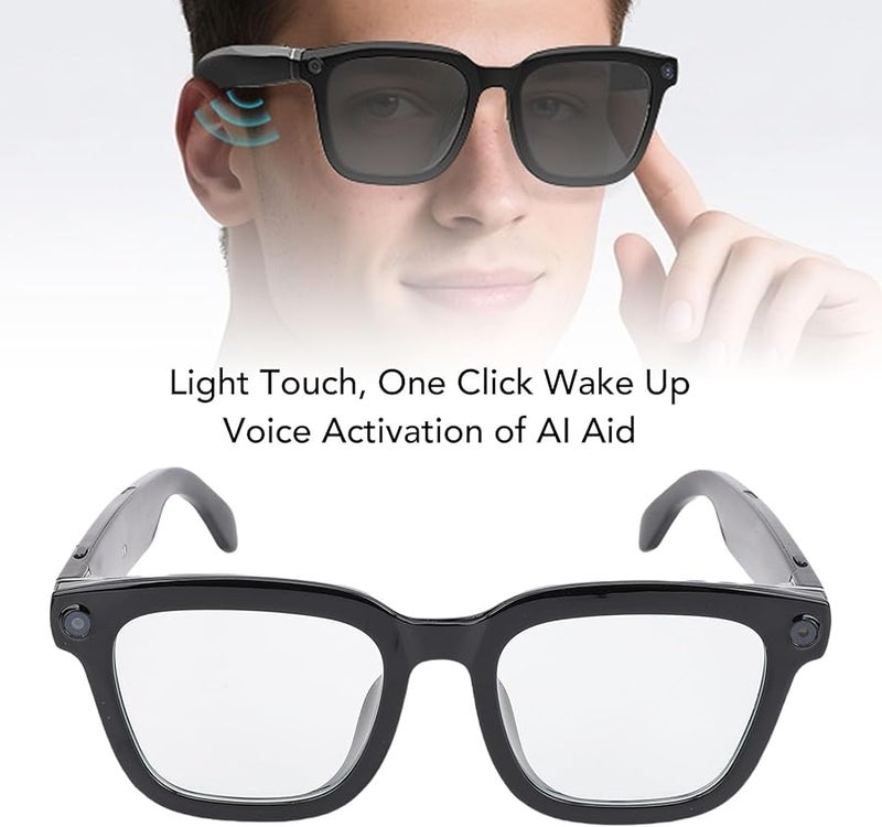 Fockety AI Smart Glasses with Camera Bluetooth Blue Light Blocking 1080P Video Translation for Calls Music Outdoor Sports - Image 3